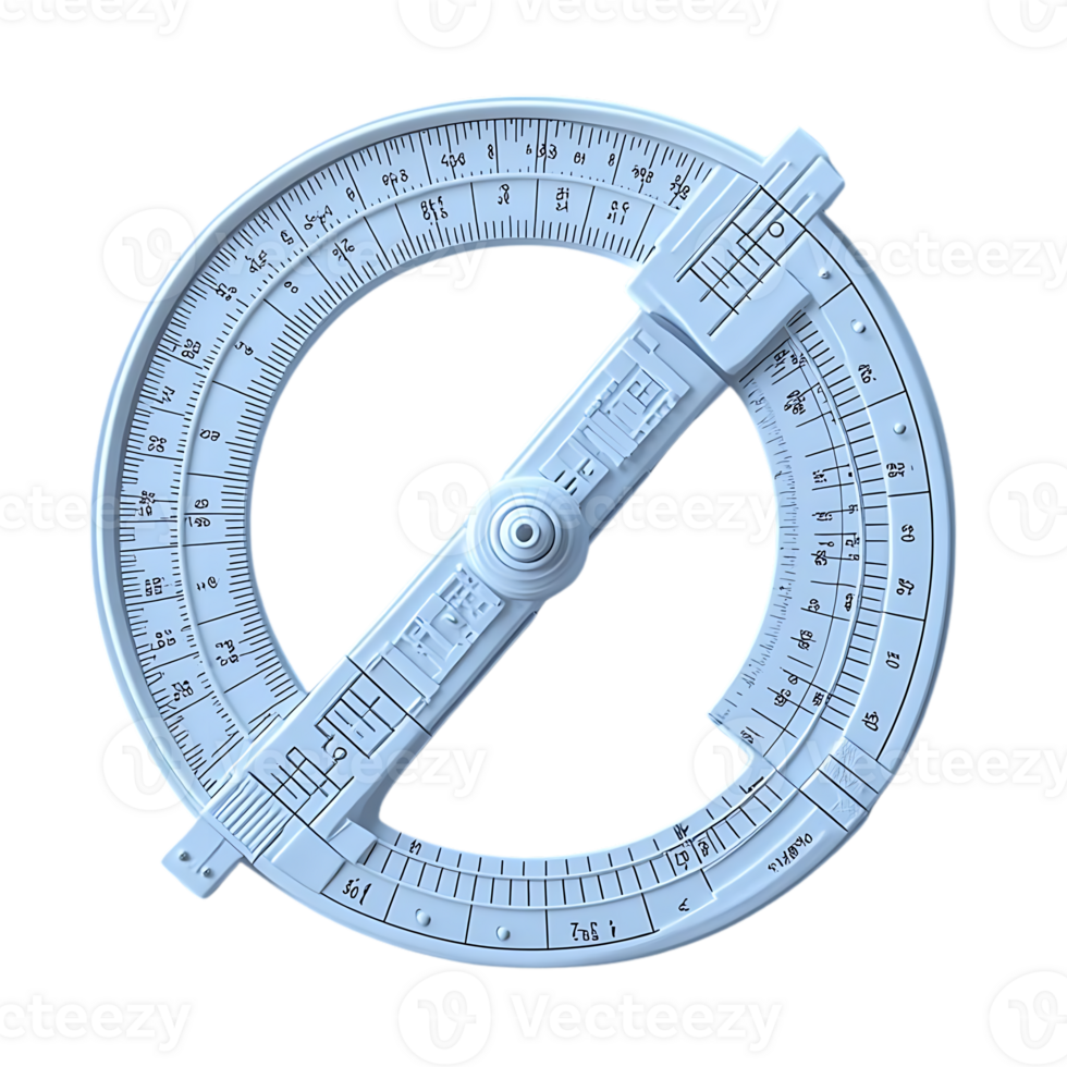 White Protractor with Transparent Background, Measuring Angles in Degrees, Educational Tool for Geometry and Math, Transparent Background, Accurate Measurement png