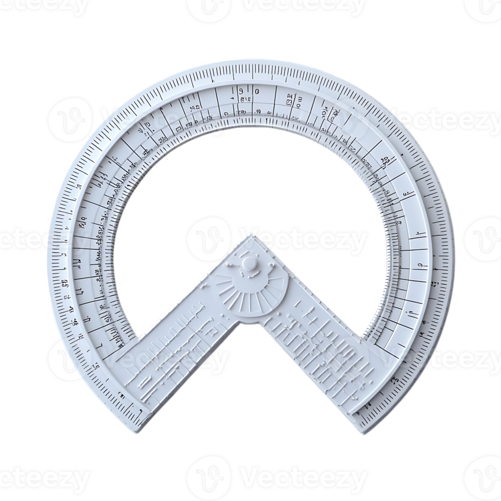 White Protractor with Transparent Background for Measuring Angles png