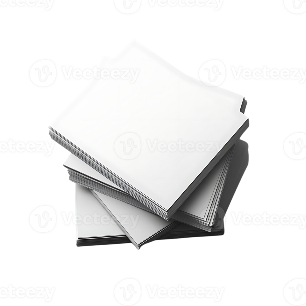 Stack of White Paper with Transparent Background Mockup for Design Presentations png
