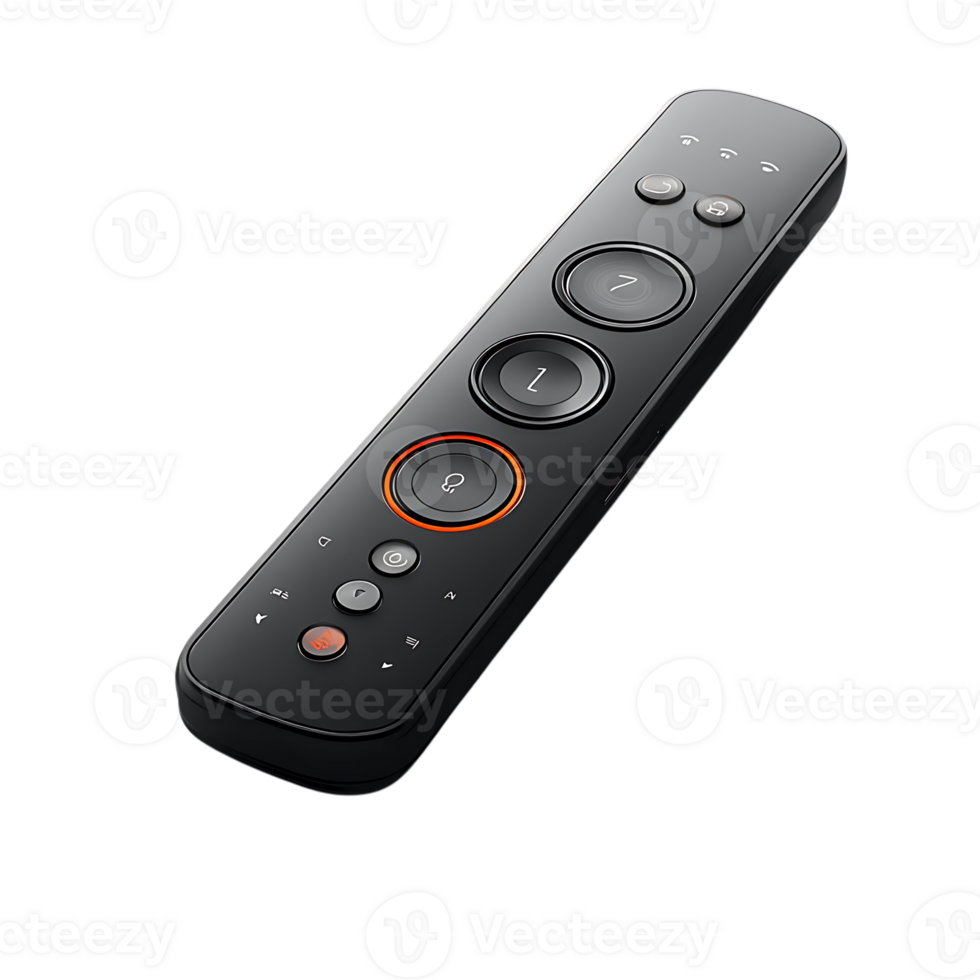 Black Remote Control with Orange Buttons on a Transparent Background png