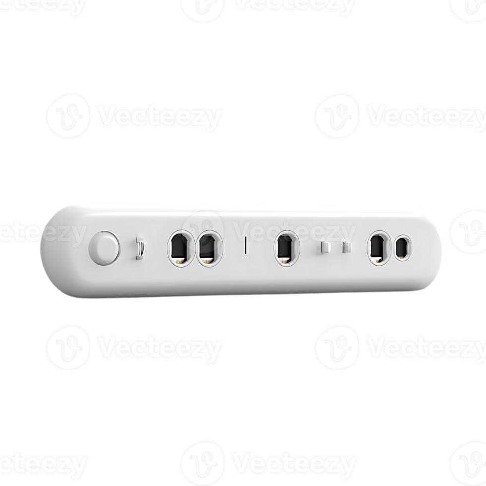 White 6 Outlet Surge Protector with Transparent Background png