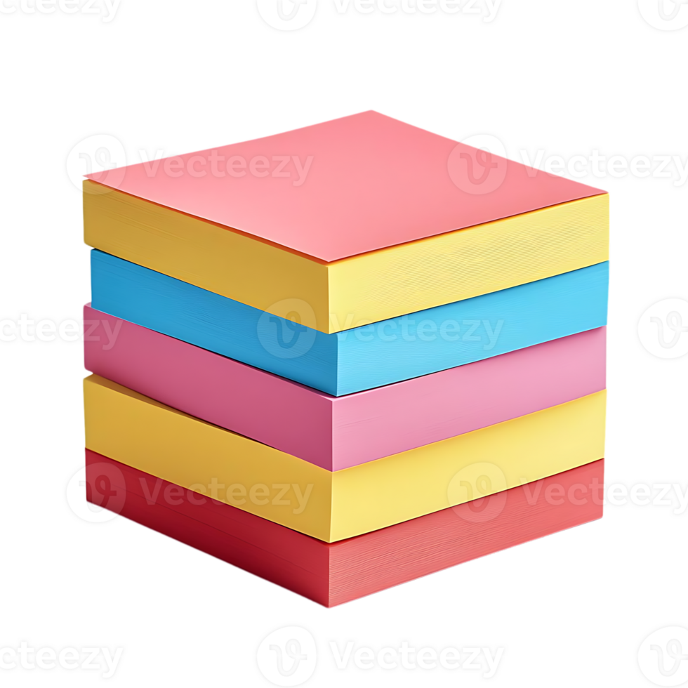 Stack of Colorful Sticky Notes with a Transparent Background png