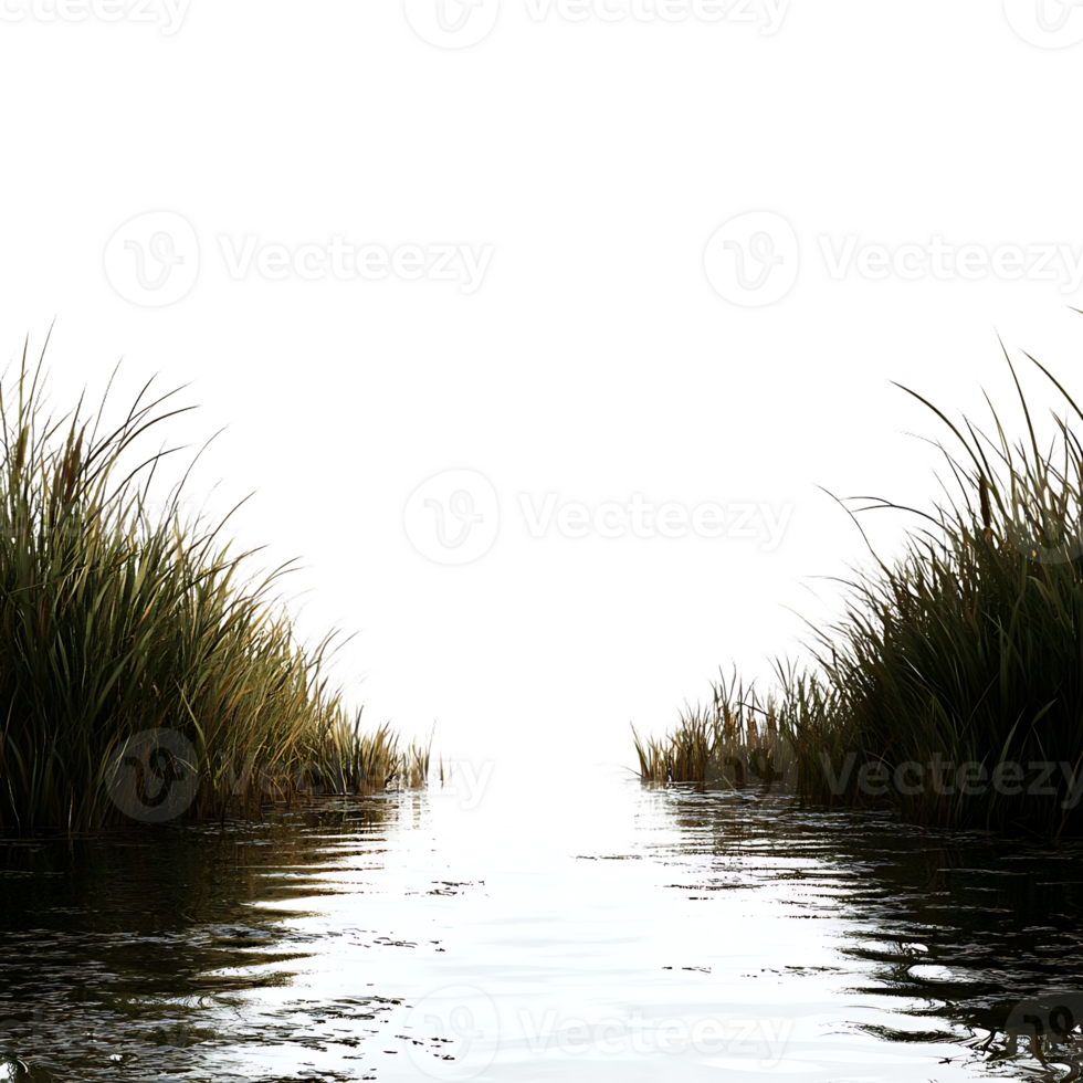 Waterway Through Tall Grass with a Transparent Background png