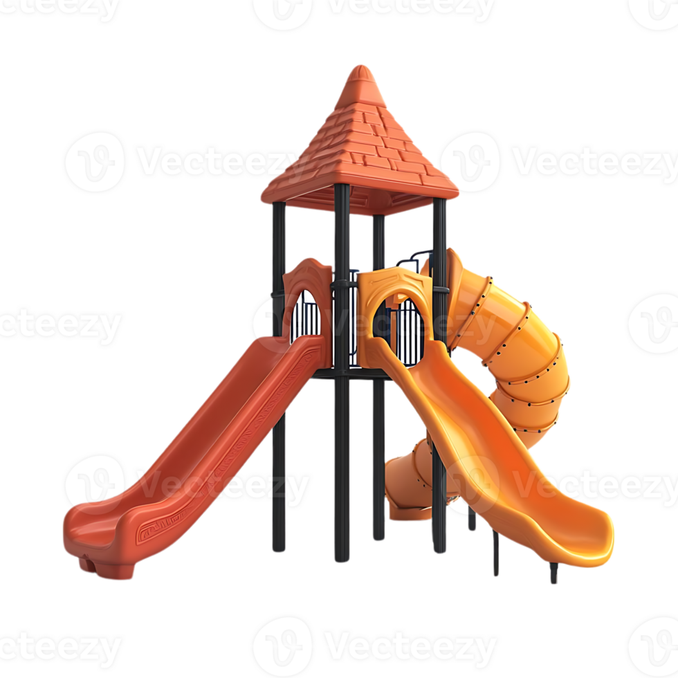 Orange and Yellow Playground Slide Set with Transparent Background png