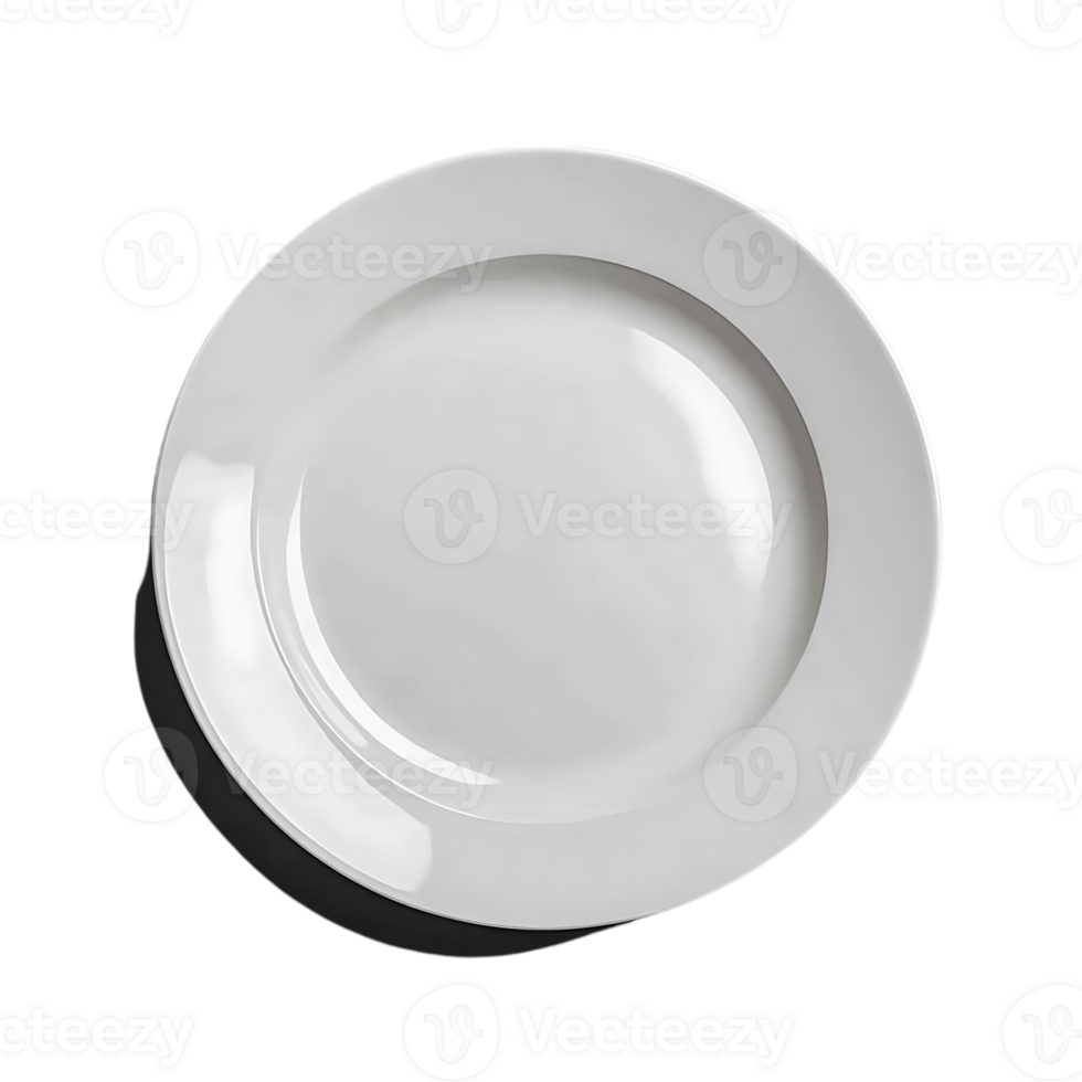 Empty White Plate with Transparent Background, Ideal for Food Photography, Mockups and Graphic Design Projects png