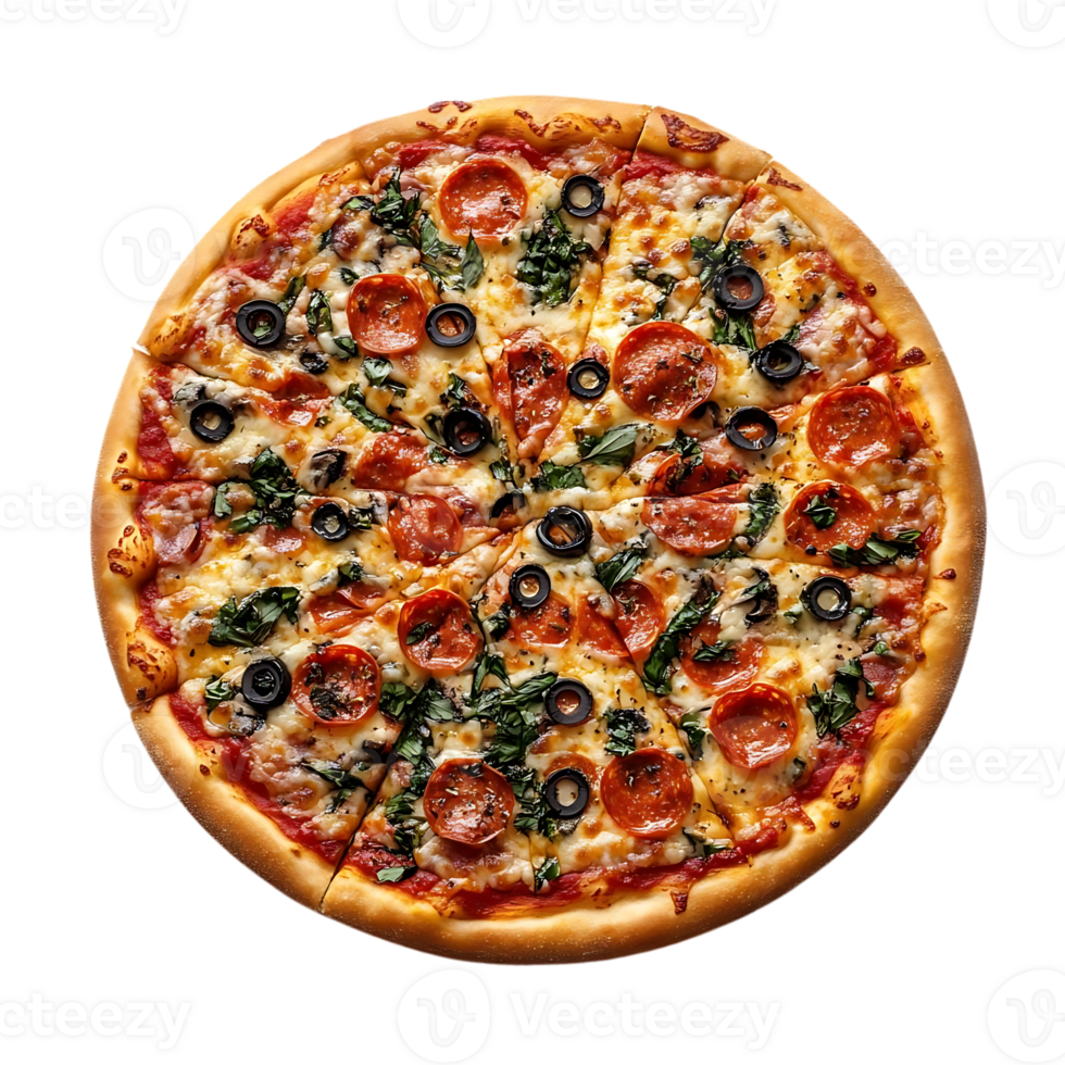 delizioso peperoni e nero oliva Pizza con un' trasparente sfondo png