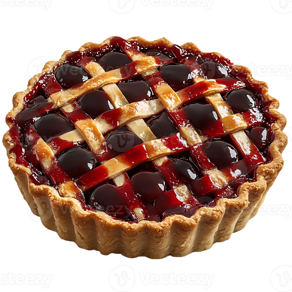 Delicious Cherry Pie with a Lattice Crust and Transparent Background png