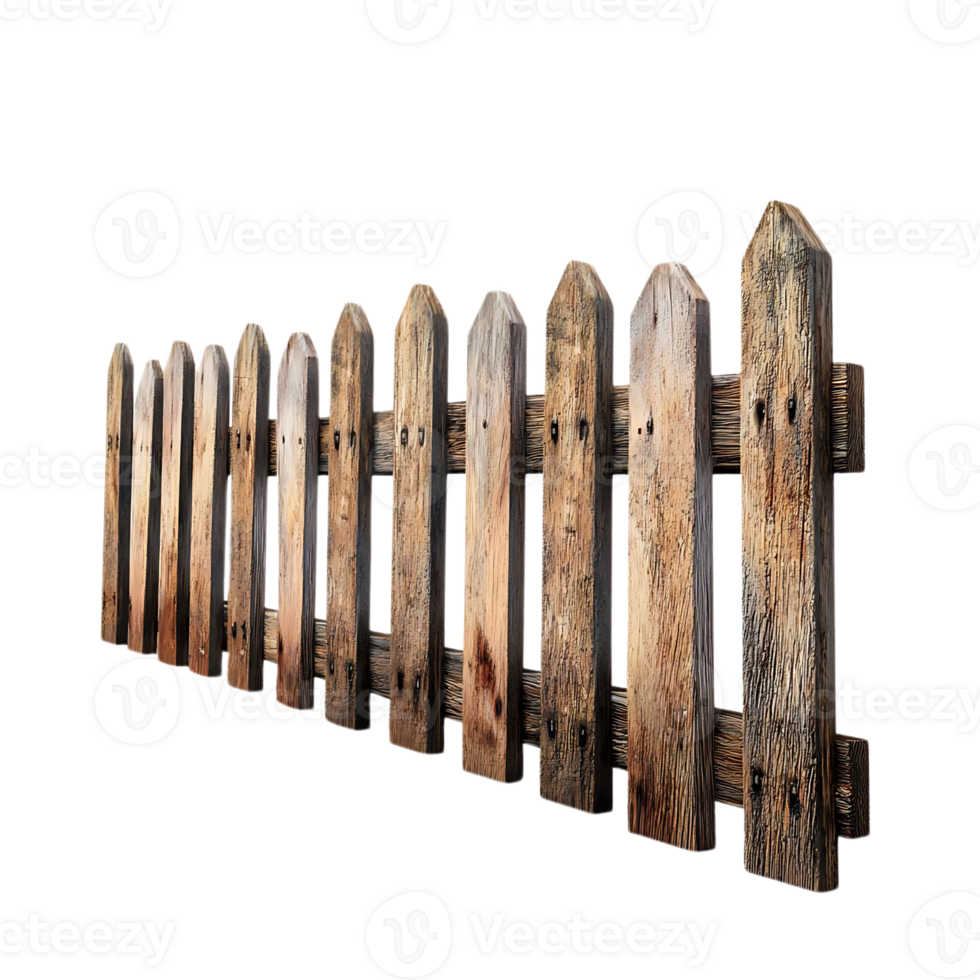 Rustic Wooden Fence with Transparent Background, Perfect for Creating a Countryside Atmosphere png