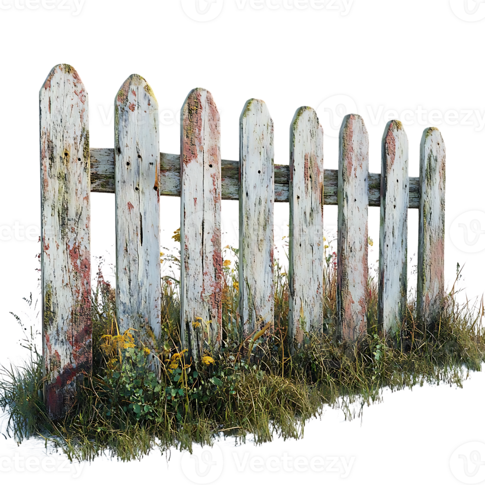 Weathered Wooden Fence with Transparent Background,  a Rustic and Charming Addition to Your Designs png