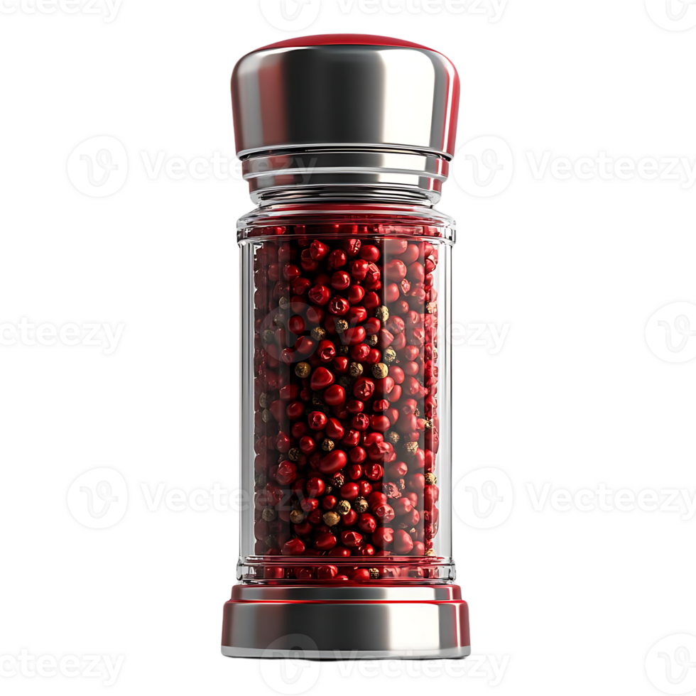 Red Peppercorns in a Glass Jar with Transparent Background png