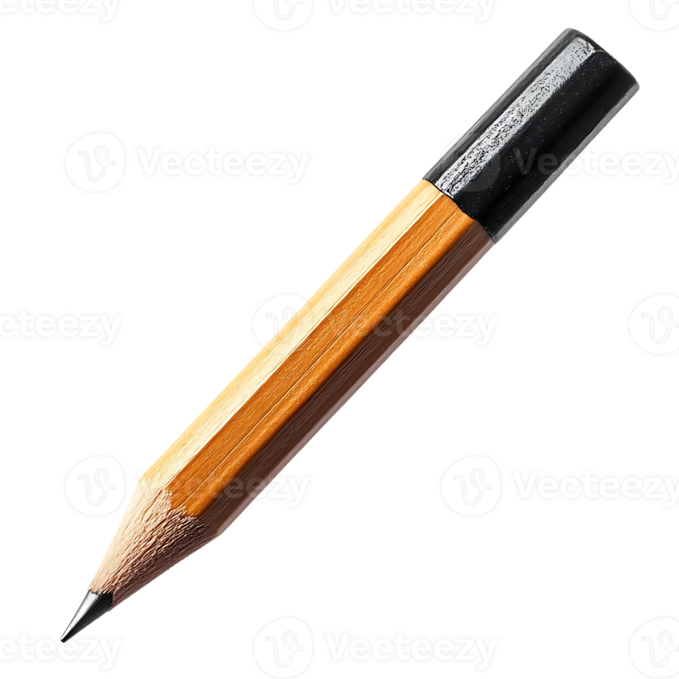 A Single Wooden Pencil with a Black Eraser on a Transparent Background png