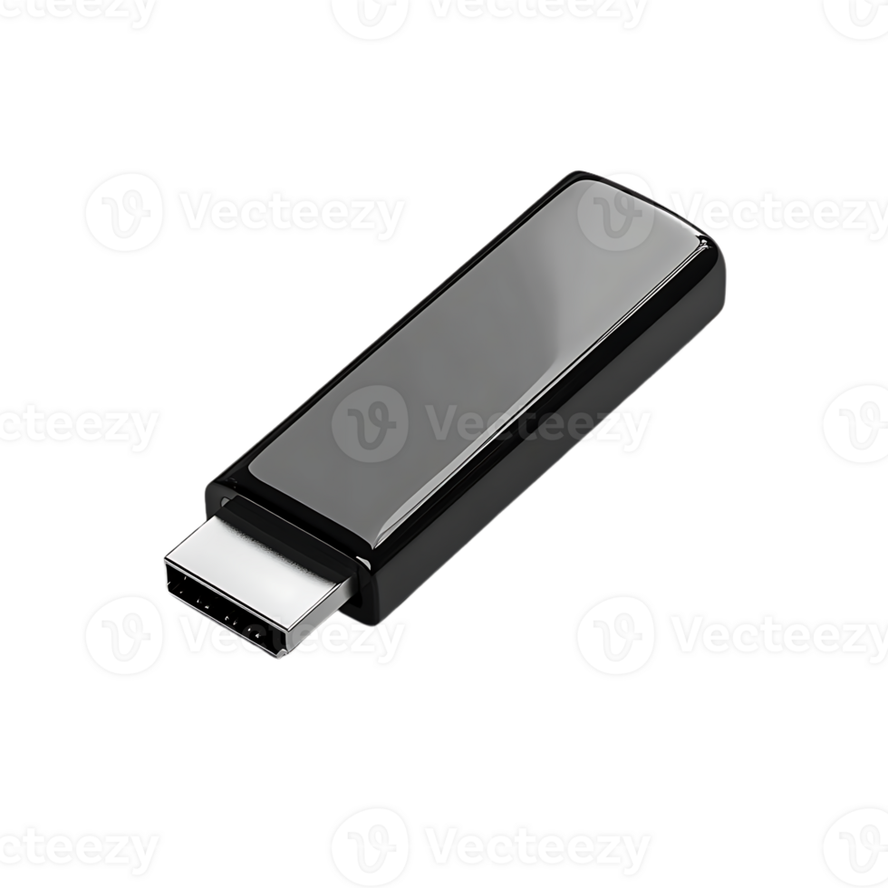 Black USB Flash Drive with Transparent Background png