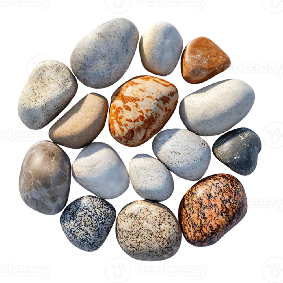 Smooth, Rounded Stones Arranged in a Circle on a Transparent Background png