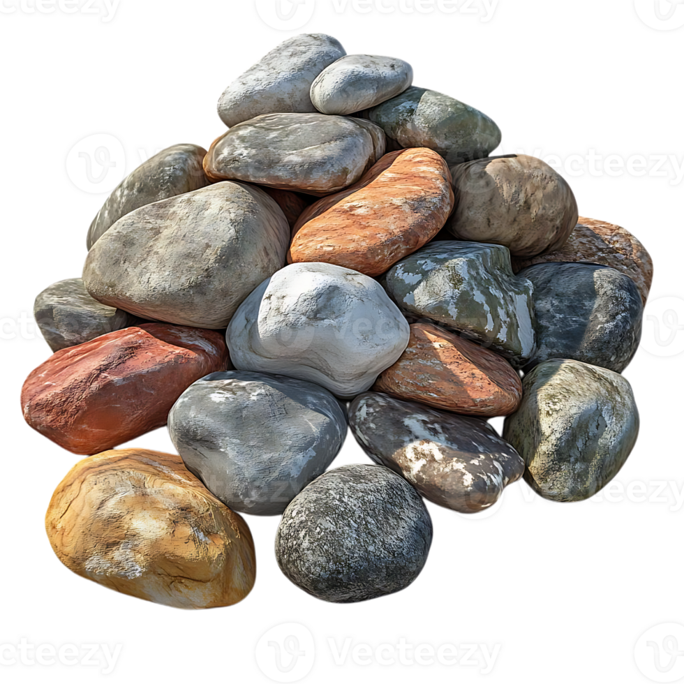 Rounded River Rocks with Transparent Background for Digital Design and Creative Projects png
