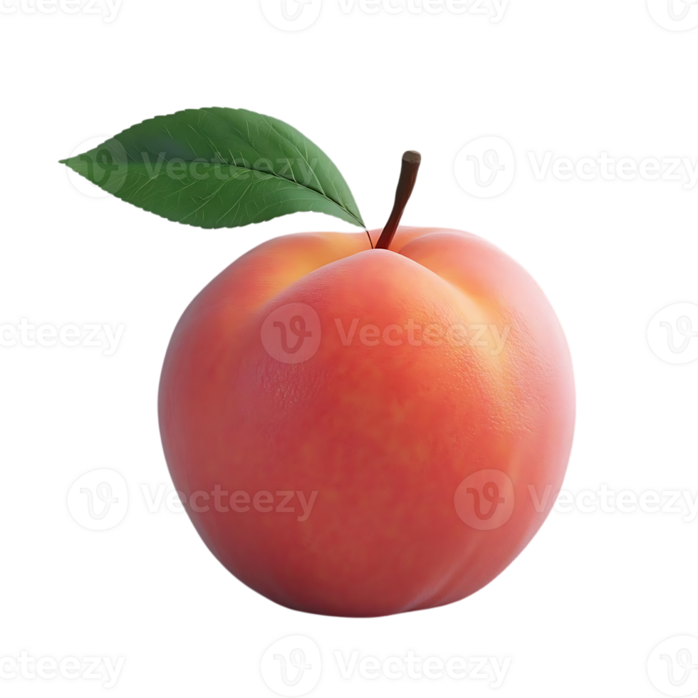 A Single Peach with a Transparent Background, Isolated and Ready for Design Projects. png