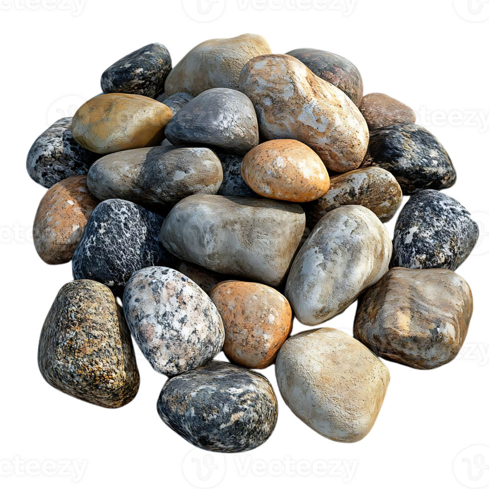 A Pile of Smooth, Rounded Stones with a Transparent Background, Perfect for Design Projects png