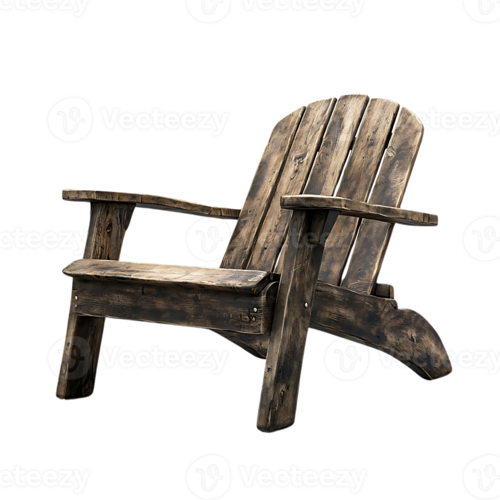 Rustic Wooden Adirondack Chair with a Transparent Background for Design Projects png