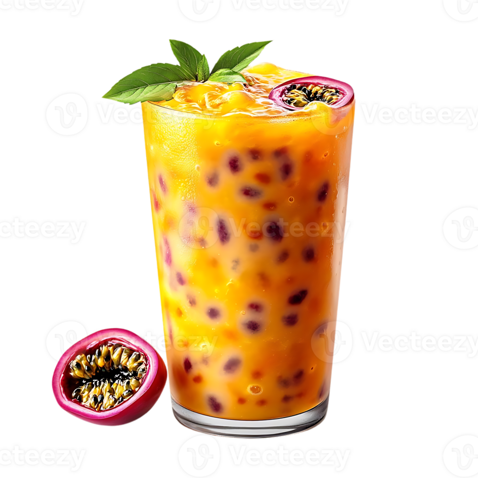 Refreshing Passion Fruit Smoothie with a Transparent Background, Delicious Tropical Drink with a Smooth Texture png