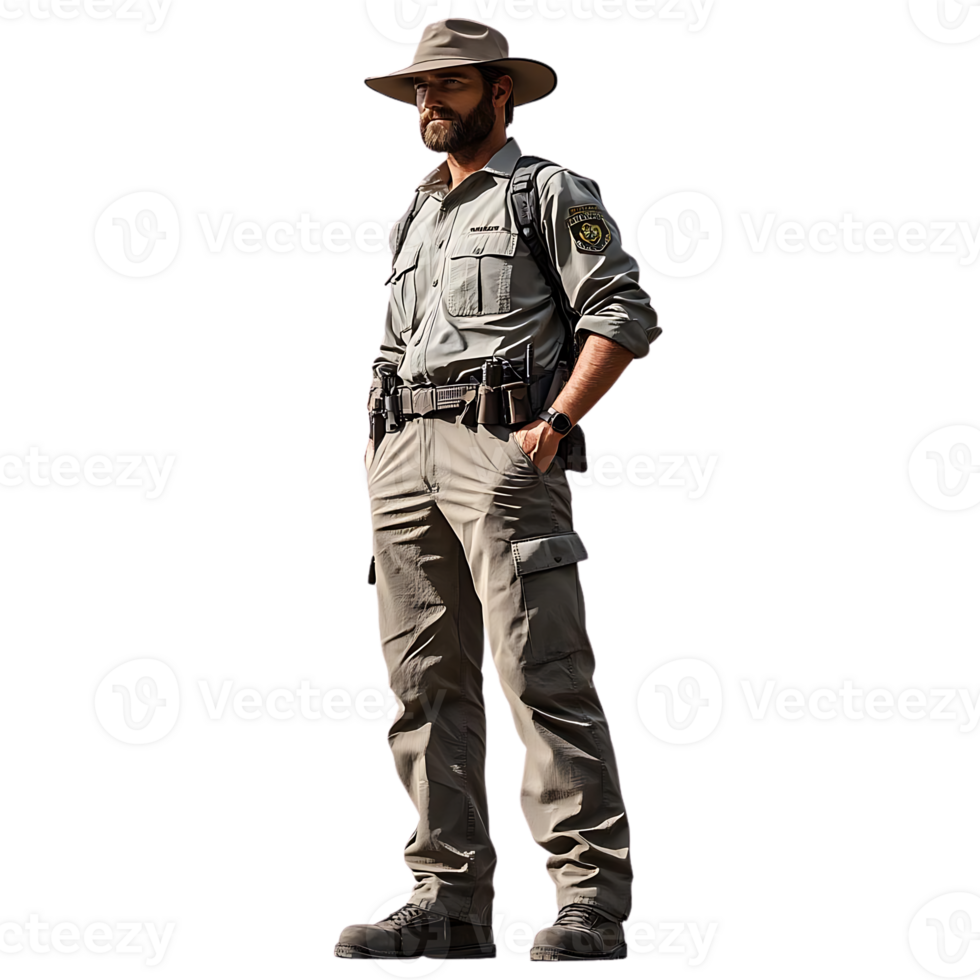 A Park Ranger Standing Tall with a Transparent Background png