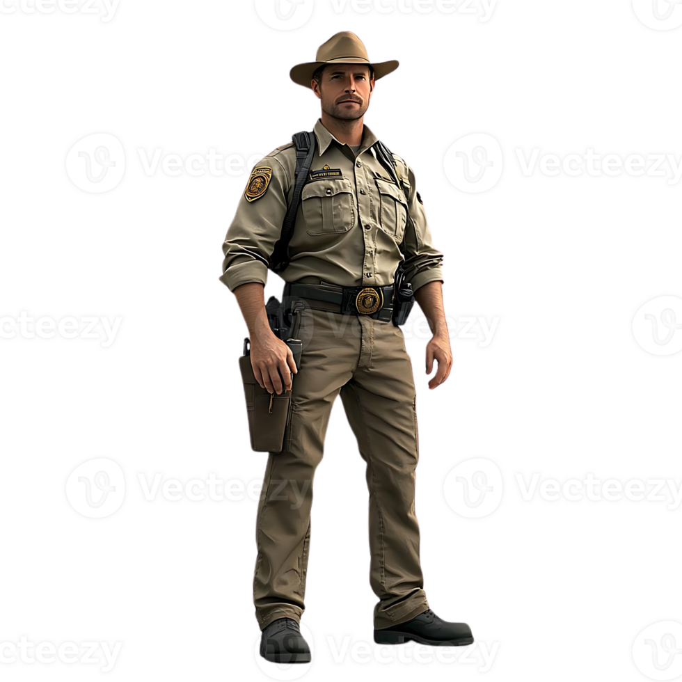 Game Warden Stands Tall with Transparent Background, Ready to Protect Our Wildlife png