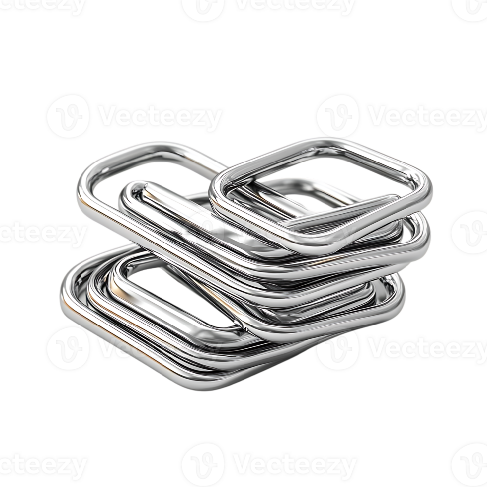 Stack of Shiny Silver Metal Rings with a Transparent Background png