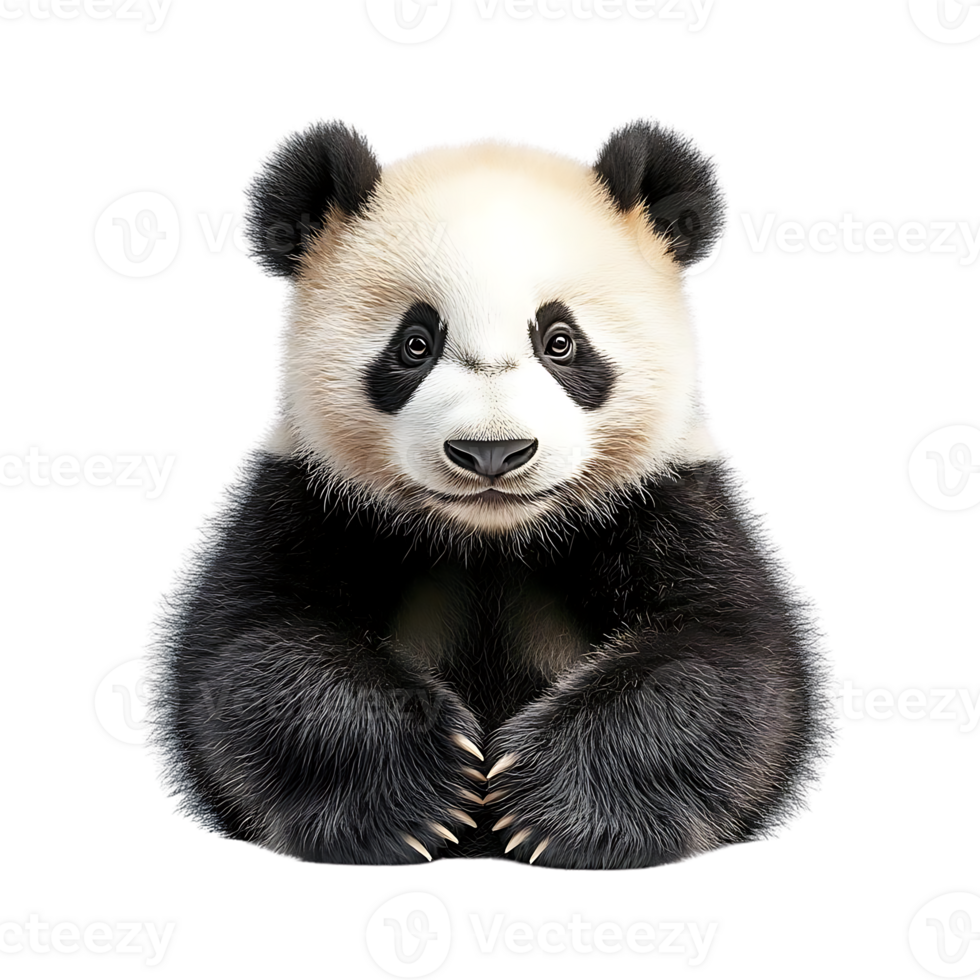 Cute Panda Cub with Transparent Background, Isolated on Black, Perfect for Designs and Projects png