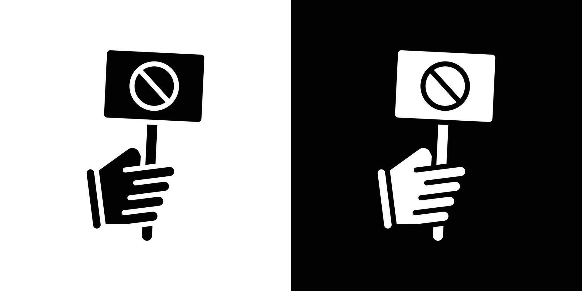 Protest banner in hand icon Flat fill set collection vector