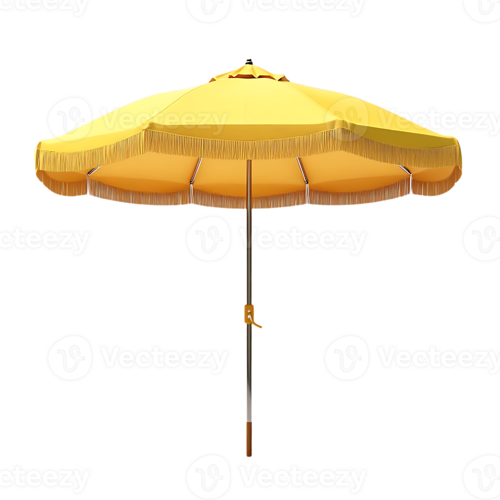 Yellow Fringe Beach Umbrella with a Transparent Background, Perfect for Summer Fun and Relaxation png