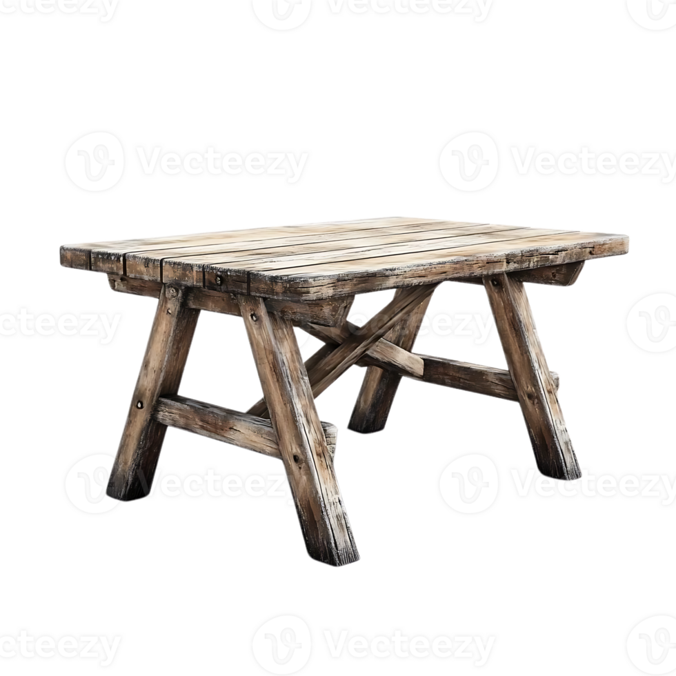 Rustic Wooden Table with a Transparent Background, Ideal for Design Projects and Mockups png
