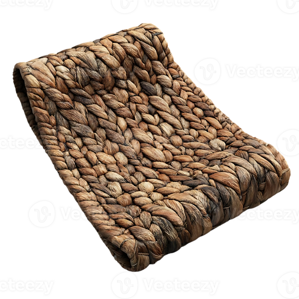 Seagrass Rug with a Natural Woven Pattern and a Transparent Background for a Boho Chic Aesthetic. png
