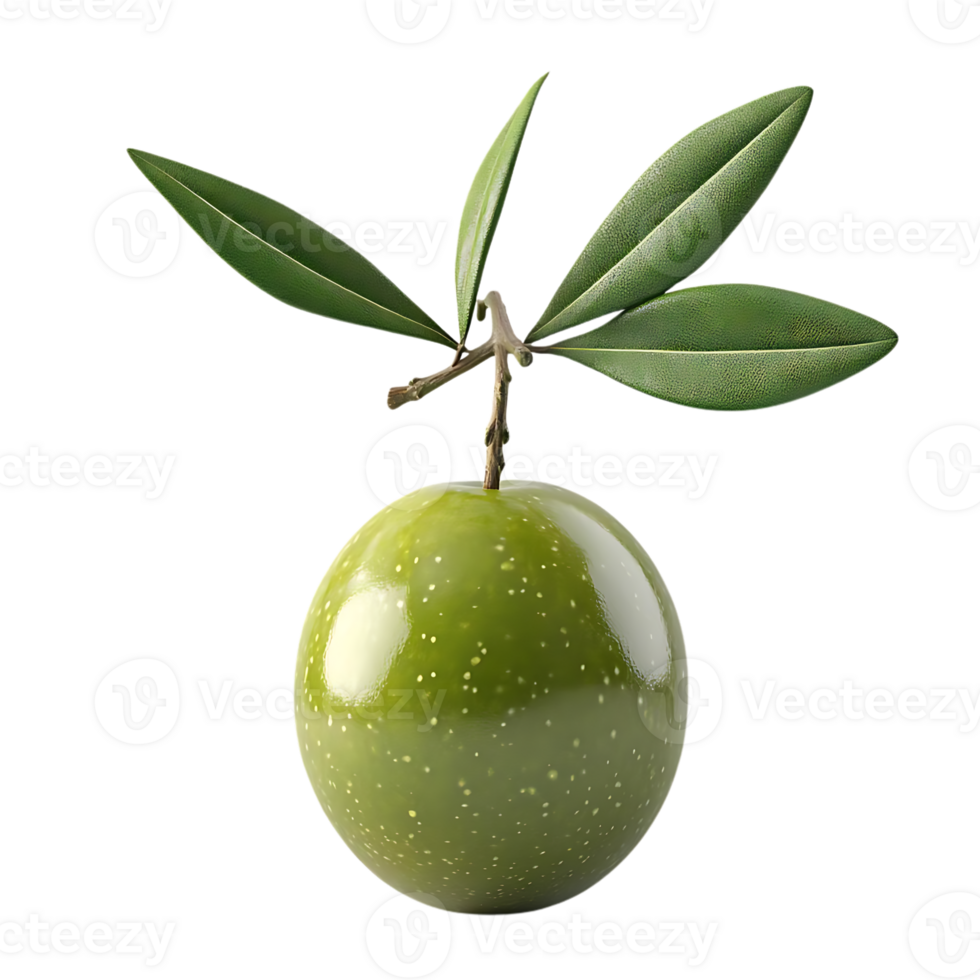Green Olive with Leaves Isolated on Transparent Background png
