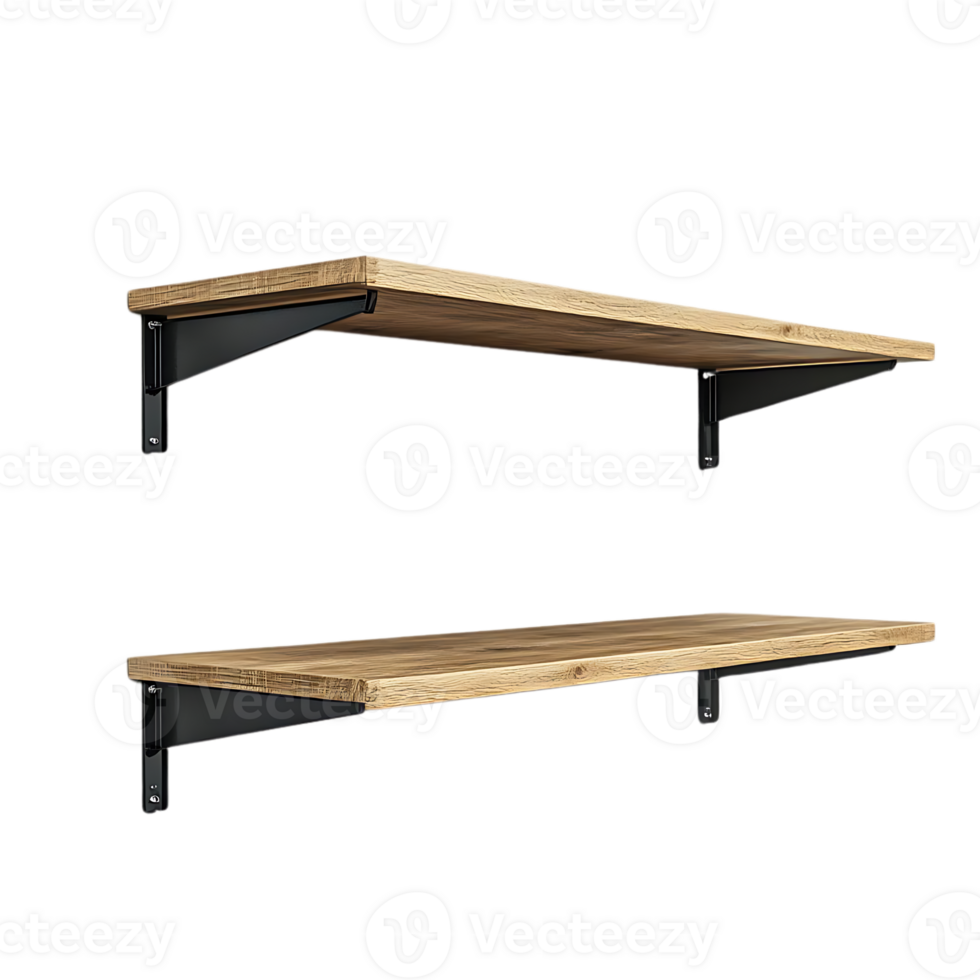 Floating Shelves with Black Metal Brackets, for a Modern and Minimalist Look, Perfect for Displaying Decor or Organizing Books and Small Items png