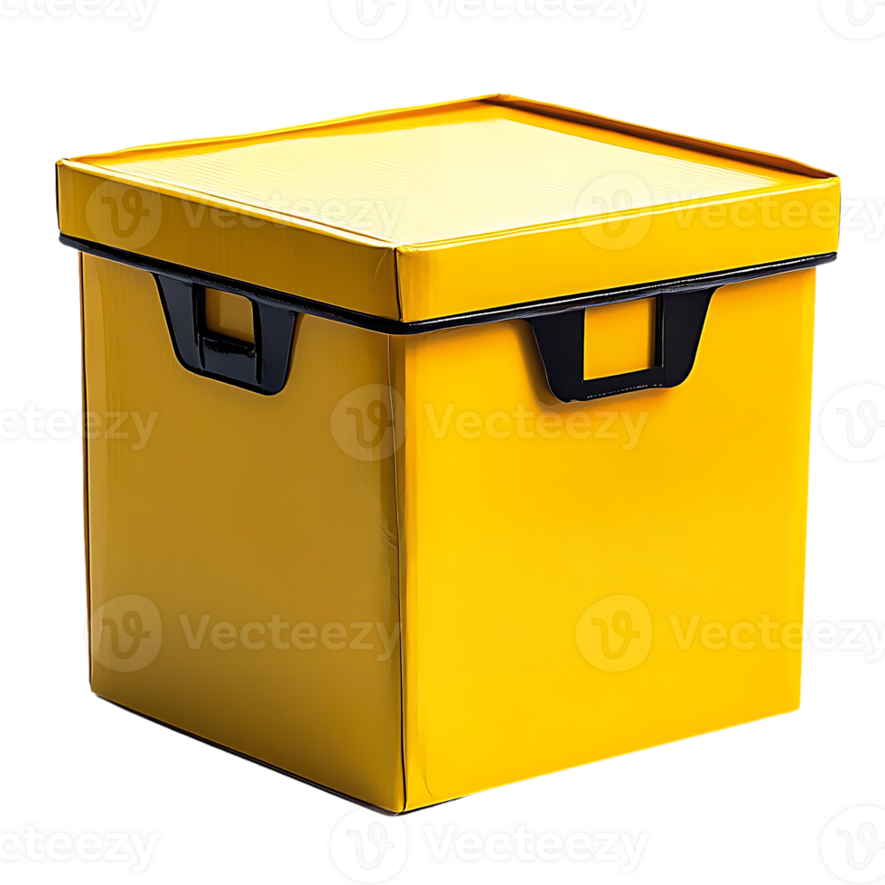 Yellow Storage Box with Transparent Background, Perfect for Organizing and Decluttering png