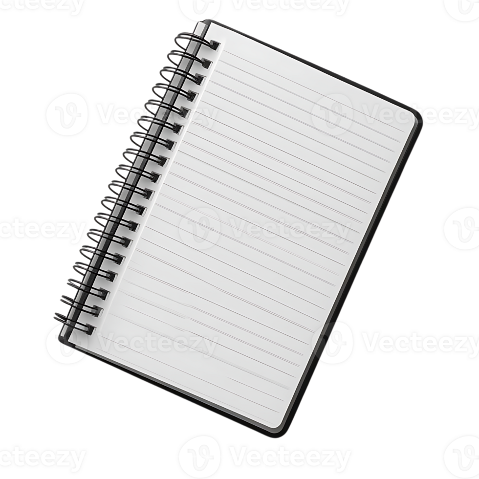 Blank Lined Notebook with Spiral Binding and Transparent Background for Your Design Projects png