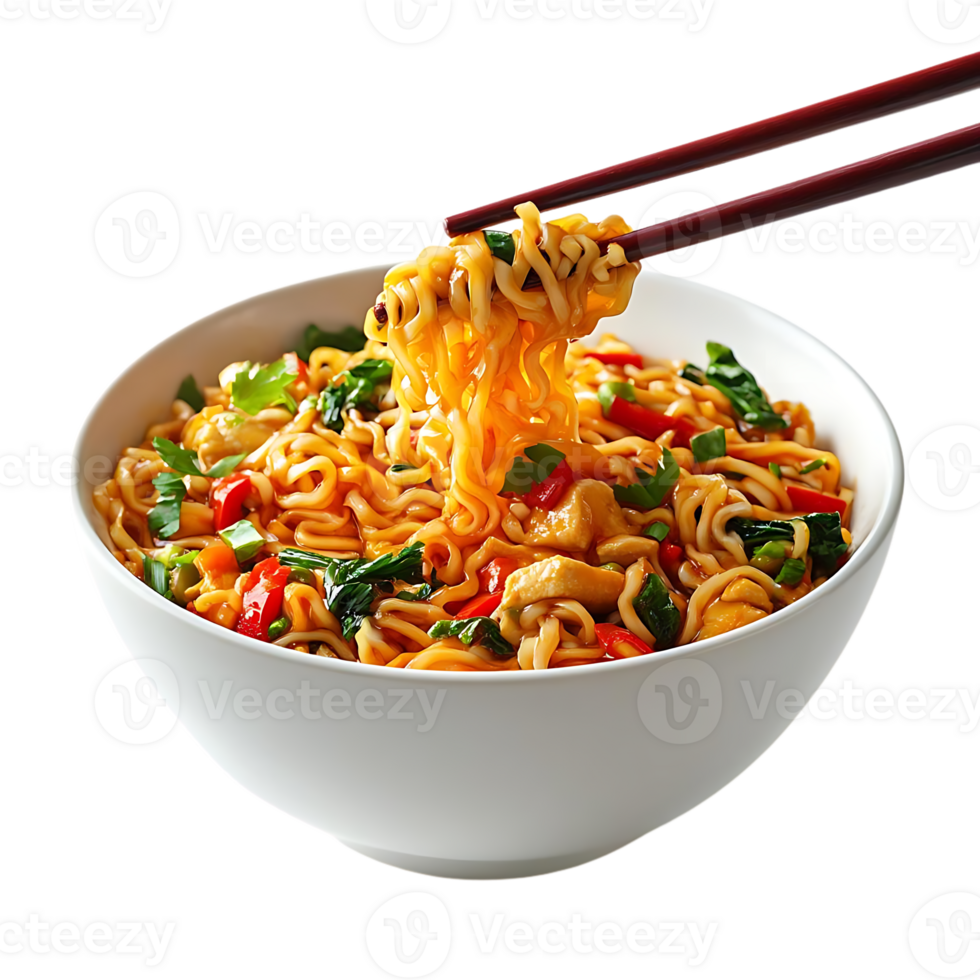 Delicious Chicken Noodle Stir-Fry with Vegetables, a Tasty and Easy Meal with a Transparent Background png