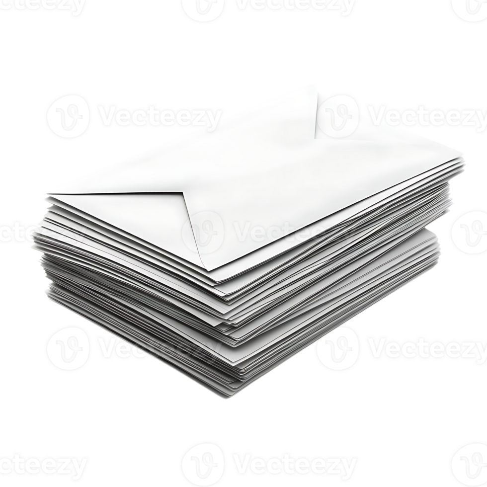 Stack of White Envelopes with Transparent Background png