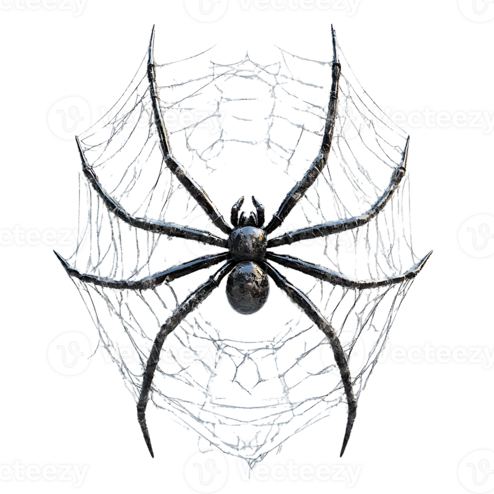 Metallic Spider in a Web with a Transparent Background png