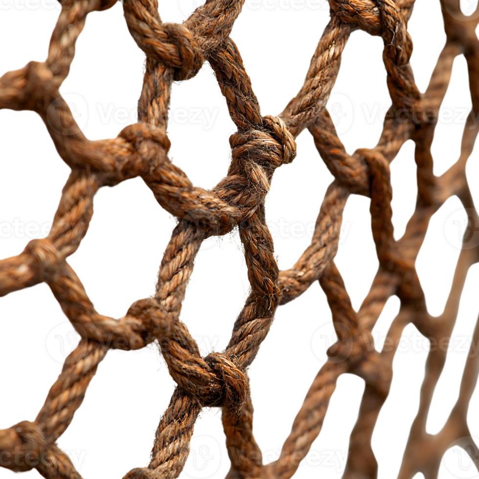 Close-Up of Brown Rope Netting with a Transparent Background png