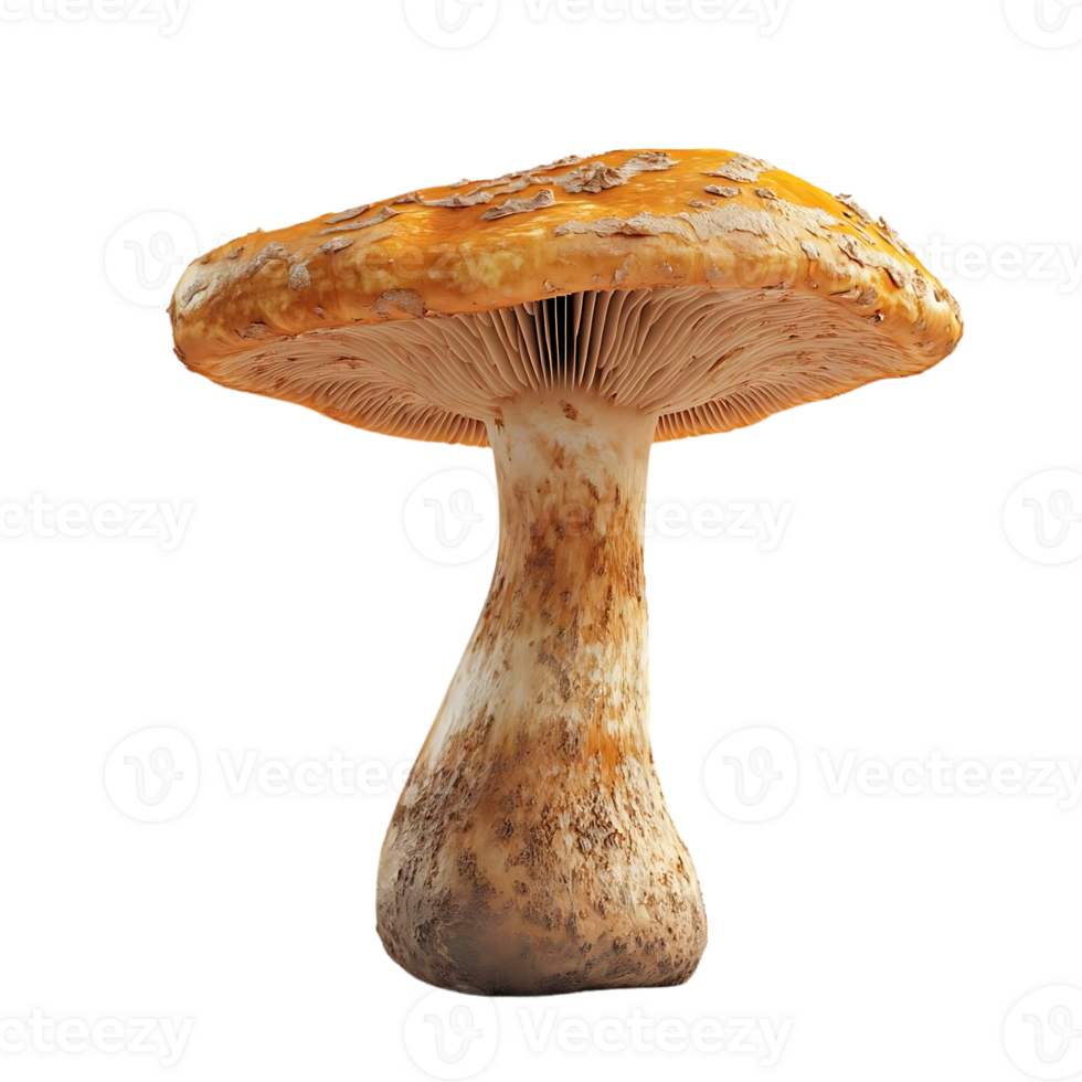 A Single Orange Mushroom with a Transparent Background png