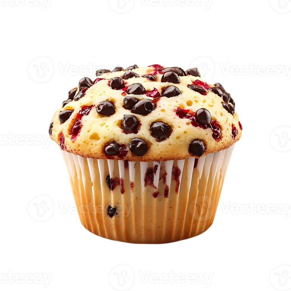 Delicious Chocolate Chip Cranberry Muffin with a Transparent Background png