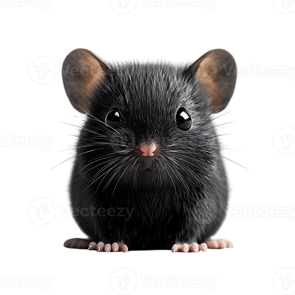 mignonne noir Souris à la recherche à caméra avec transparent Contexte png