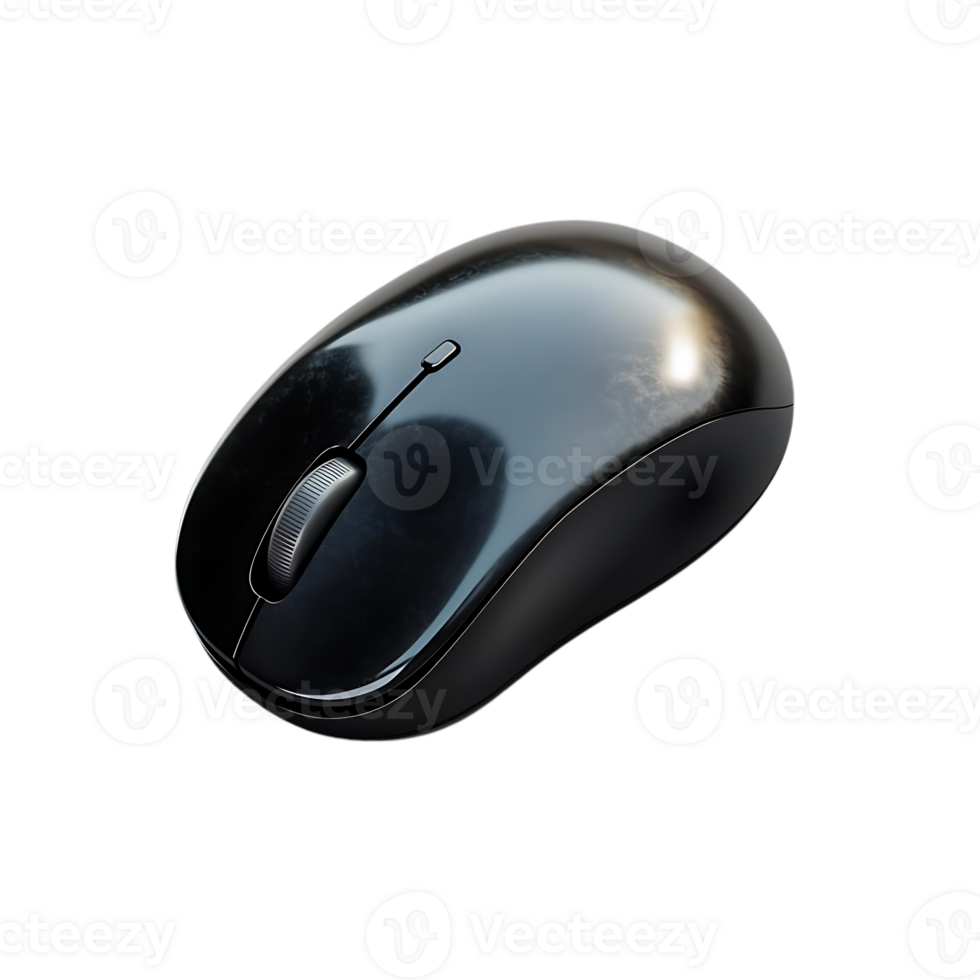 Black Wireless Computer Mouse with Transparent Background png