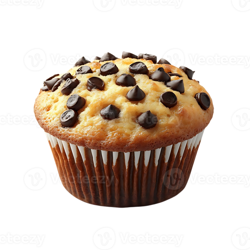 Delicious Chocolate Chip Muffin with a Transparent Background, Perfect for Baking Recipes and Food Photography png