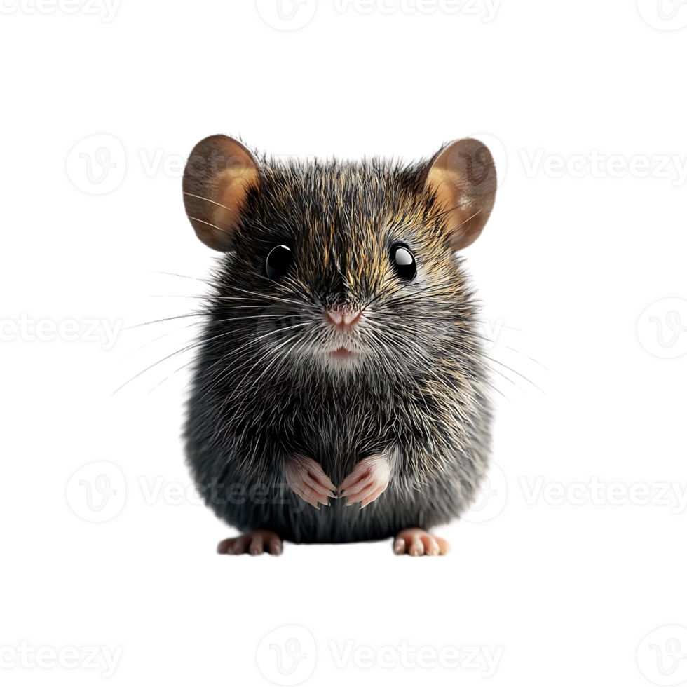 mignonne Souris avec transparent arrière-plan, adorable rongeur avec gros yeux, petit animal avec une noir arrière-plan, Souris posant pour une portrait, isolé animal avec transparent Contexte png