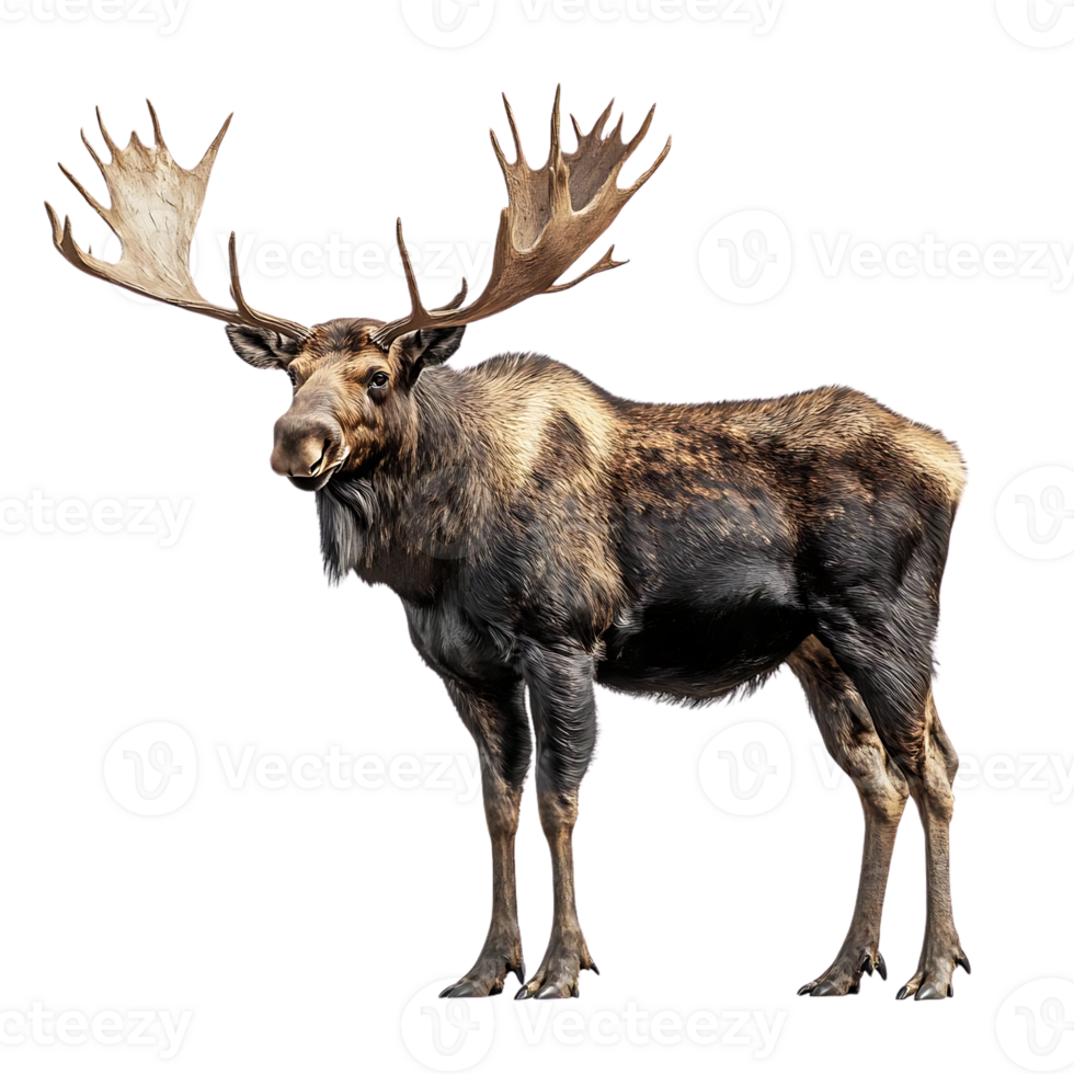 Majestic Moose Stands Tall with Imposing Antlers Against a Transparent Background png