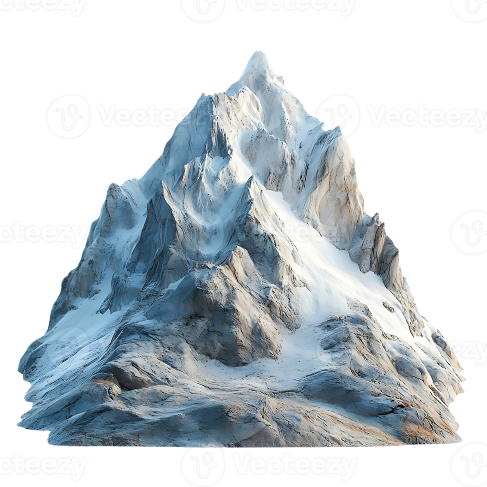 Majestic Snowy Mountain Peak Rising High Against a Transparent Background png