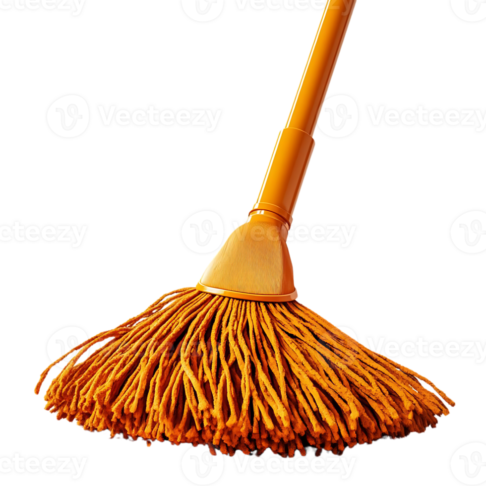 Orange Mop with a Transparent Background, Perfect for Cleaning and Adding a Pop of Color to Your Home png