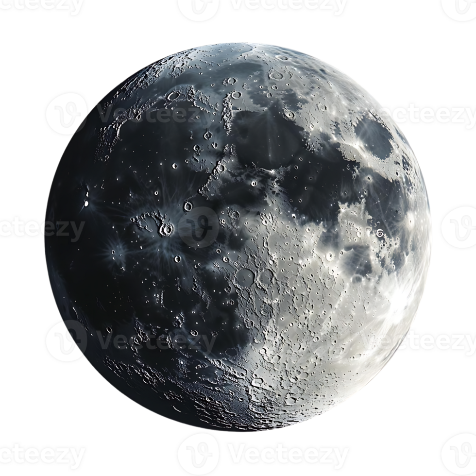 A Close-Up View of the Moon's Surface with a Transparent Background png