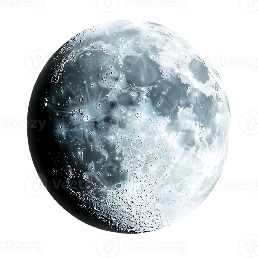 The Moon's Surface with a Transparent Background, Showing Craters and Other Features png