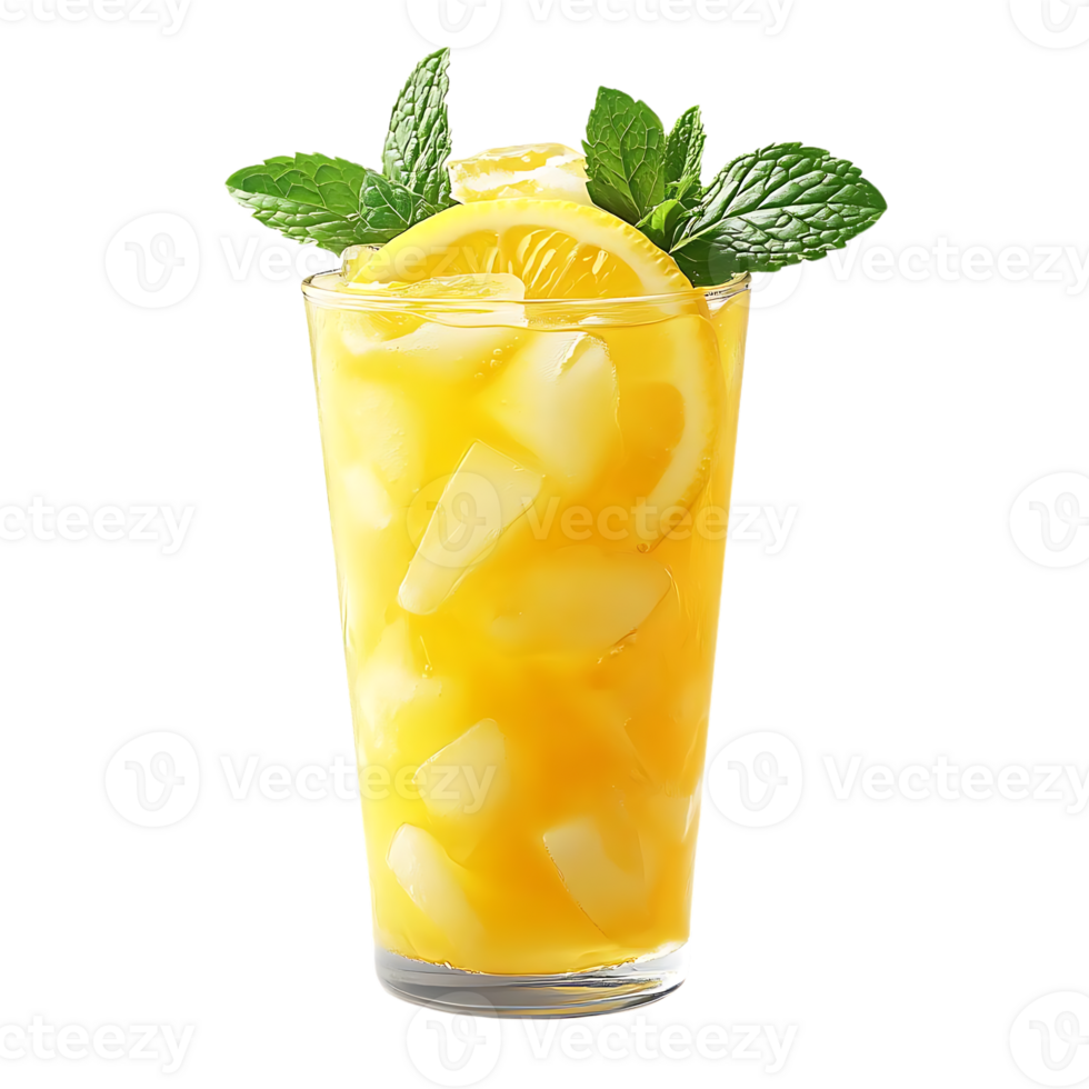 Refreshing Iced Lemon Tea with a Transparent Background, Perfect for Summer png